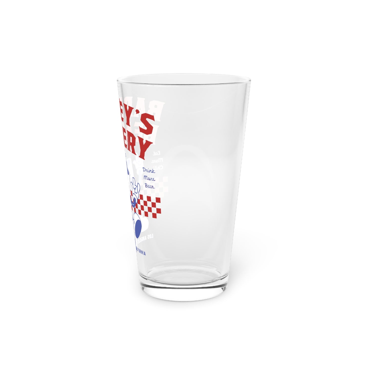 Eat More Chili. Drink More Beer. | BARNEY'S BEANERY - Red & Blue Pint Glass 16oz