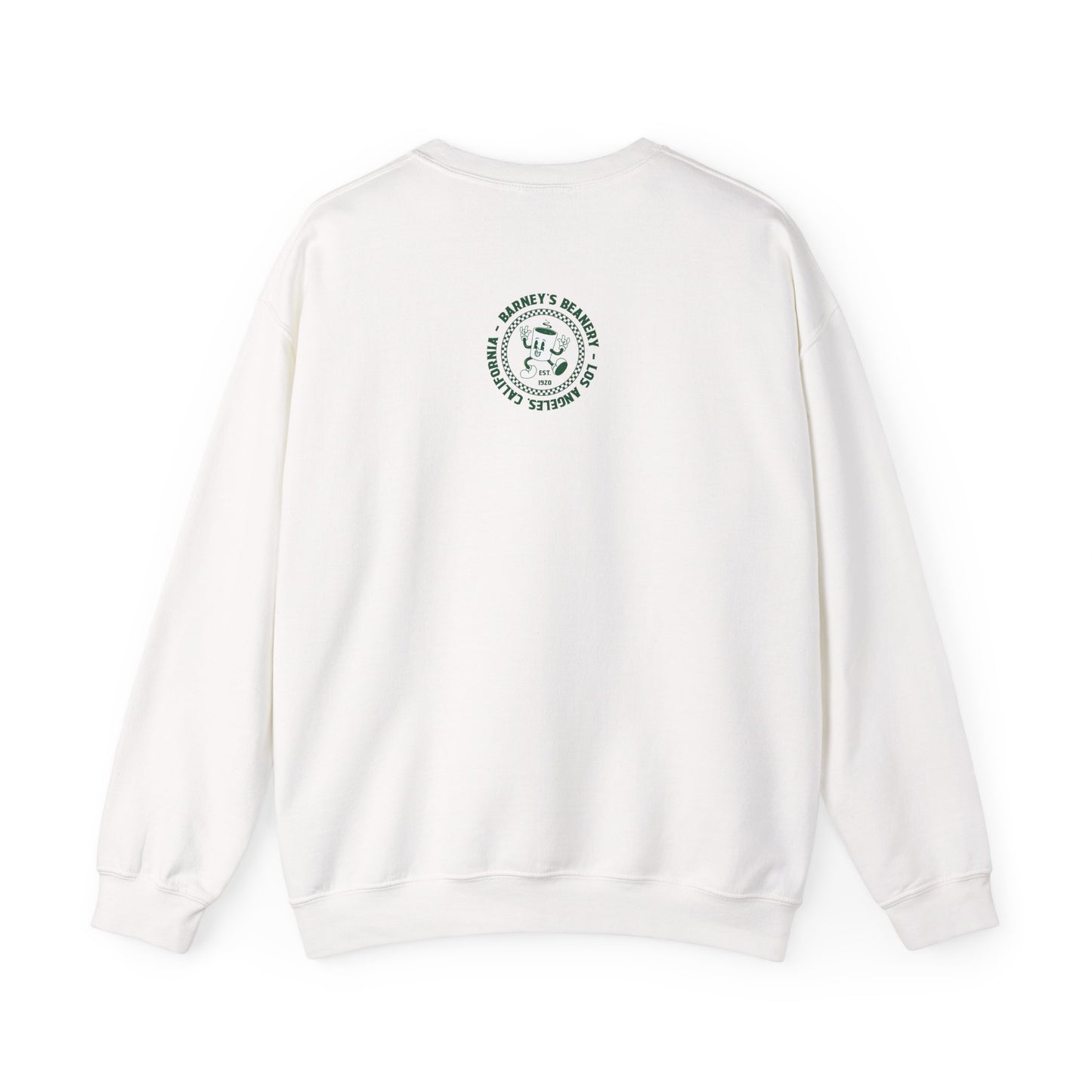 Eat More Chili. Drink More Beer. BARNEY'S BEANERY Green - Mens Retro Graphic Sweatshirt | Gildan 18000