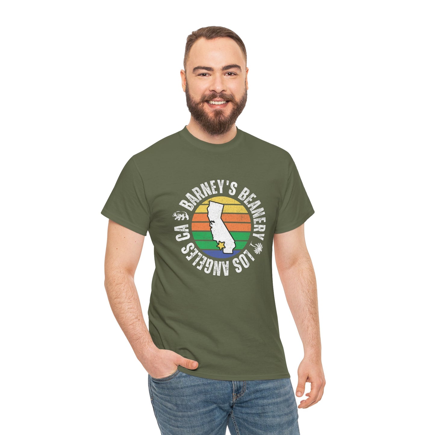 Retro Sunset T-Shirt. BARNEY'S BEANERY - Mens Retro Graphic Tee | Gildan 5000