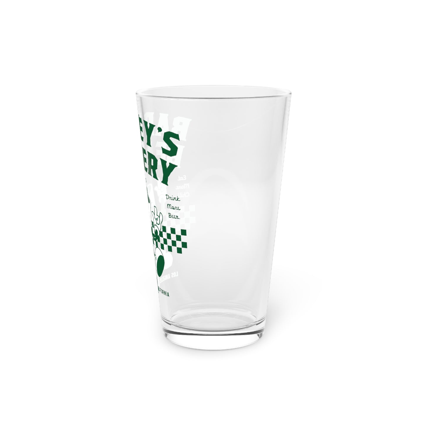 Eat More Chili. Drink More Beer. | BARNEY'S BEANERY - Green Pint Glass 16oz