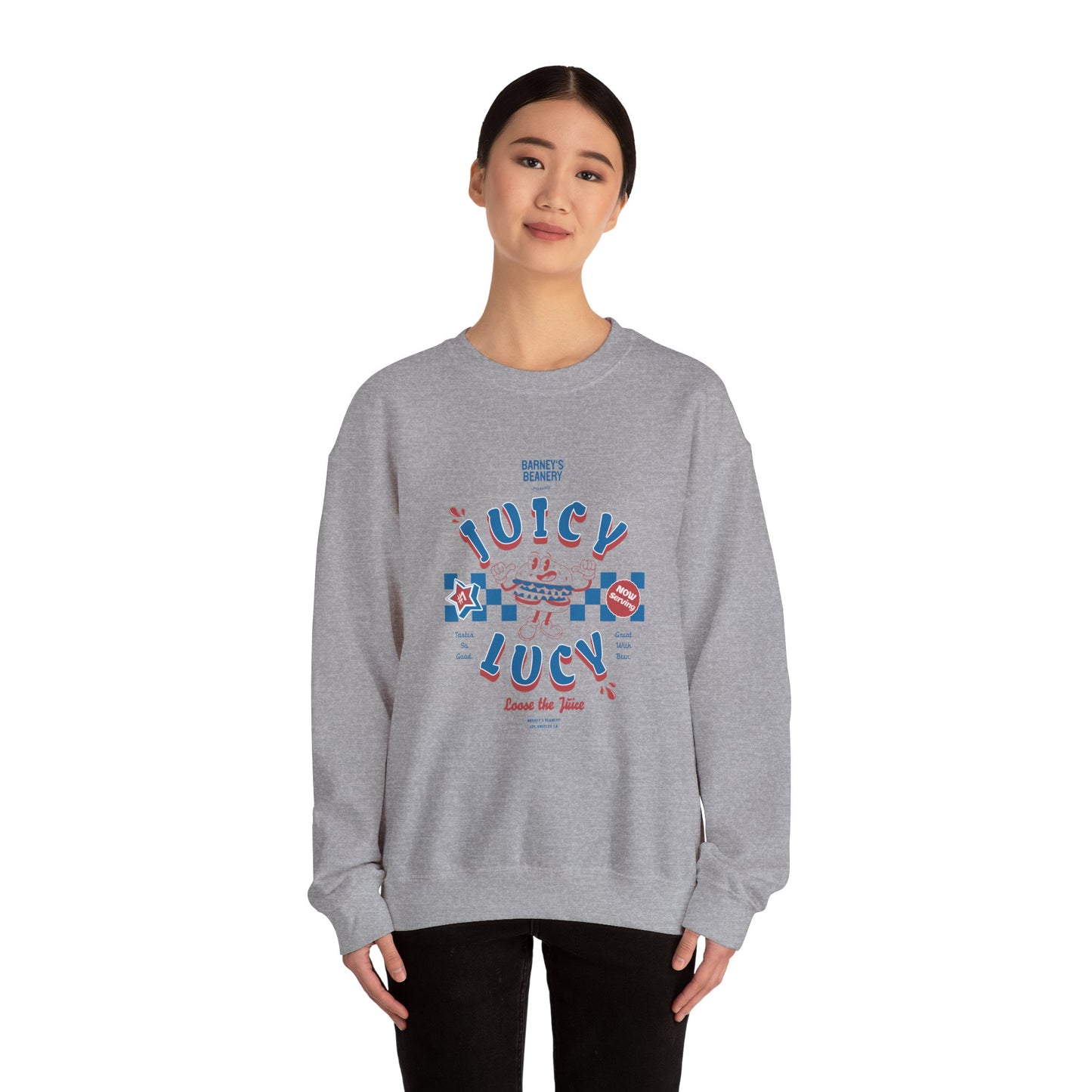 JUICY LUCY - Loose The Juice. BARNEY'S BEANERY - Mens Retro Graphic Sweatshirt | Gildan 18000