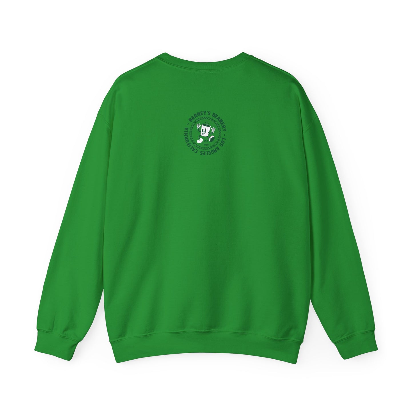 Eat More Chili. Drink More Beer. BARNEY'S BEANERY Green - Mens Retro Graphic Sweatshirt | Gildan 18000