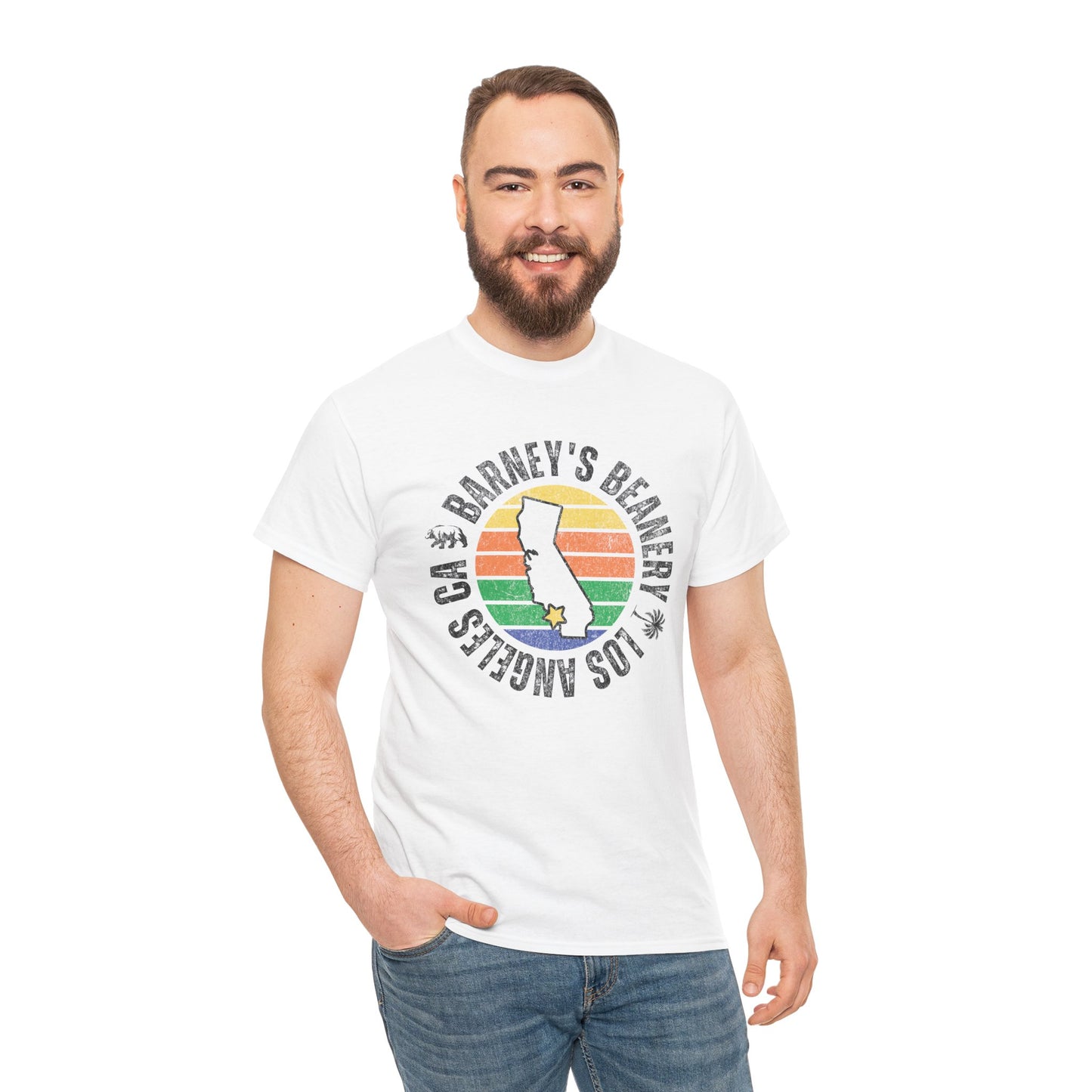 Retro Sunset T-Shirt. BARNEY'S BEANERY - Mens Retro Graphic Tee | Gildan 5000