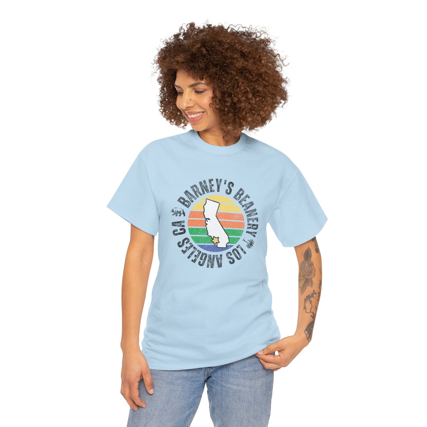 Retro Sunset T-Shirt. BARNEY'S BEANERY - Womens Retro Graphic Tee | Gildan 5000