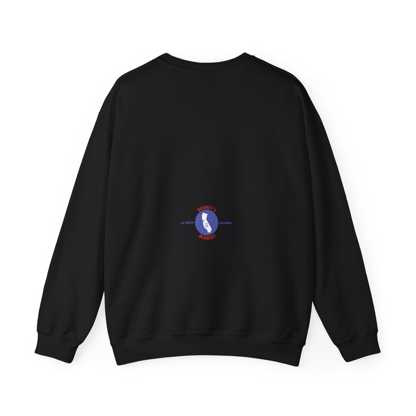 Eat More Chili. Drink More Beer. BARNEY'S BEANERY Red & Blue - Womens Retro Graphic Sweatshirt | Gildan 18000