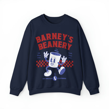 Eat More Chili. Drink More Beer. | BARNEY'S BEANERY Red & Blue - Men's Retro Graphic Sweatshirt