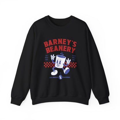 Eat More Chili. Drink More Beer. BARNEY'S BEANERY Red & Blue - Womens Retro Graphic Sweatshirt | Gildan 18000