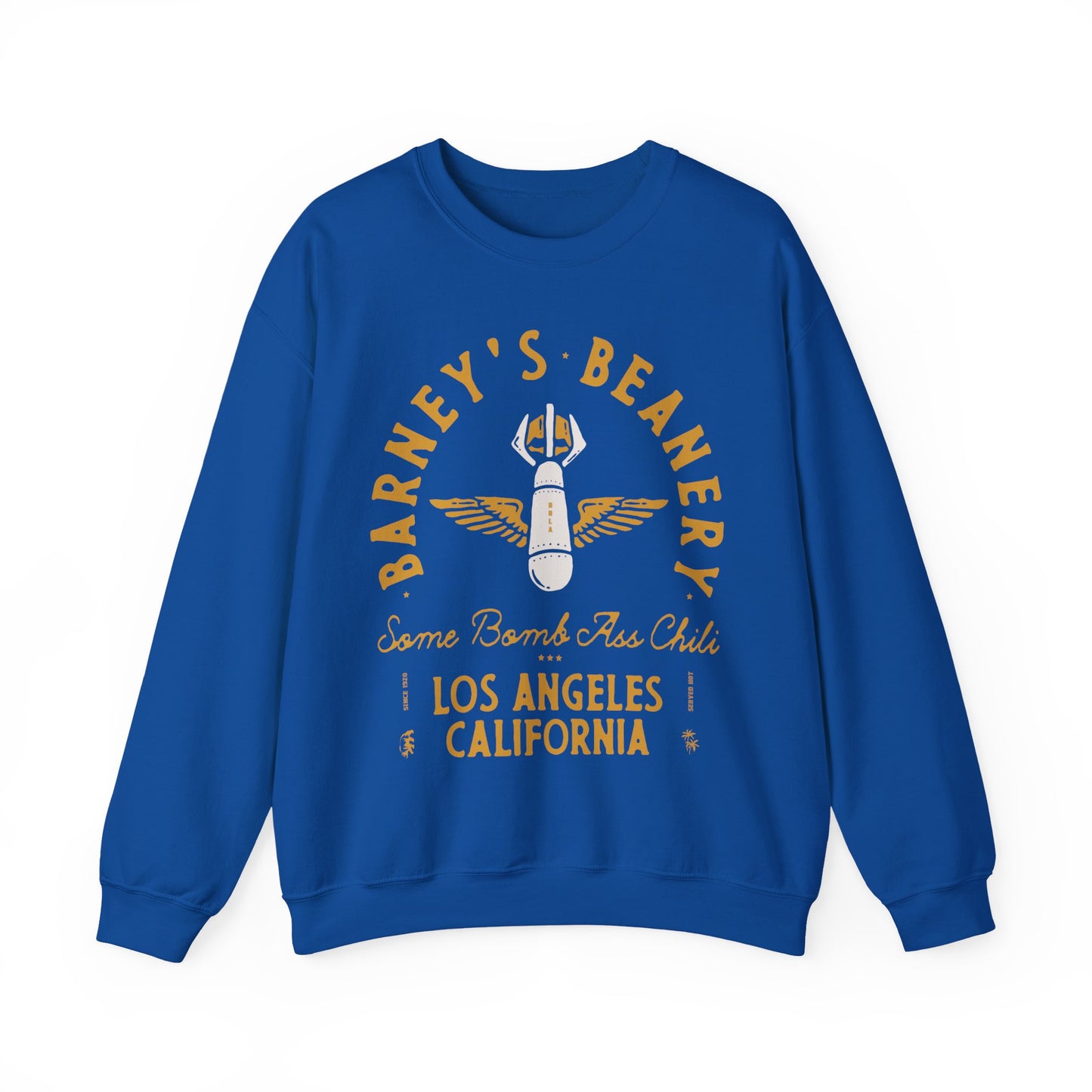 Some Bomb Ass Chili BARNEY'S BEANERY - Mens Graphic Sweatshirt | Gildan 18000 - Bomb Graphic On FRONT