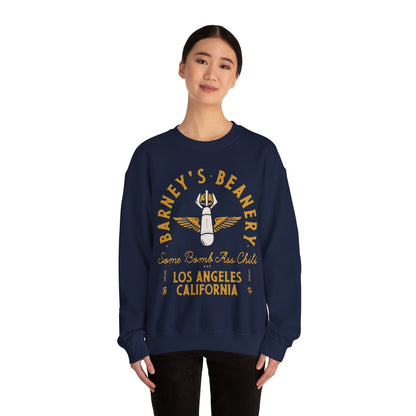 Some Bomb Ass Chili BARNEY'S BEANERY - Mens Graphic Sweatshirt | Gildan 18000 - Bomb Graphic On FRONT