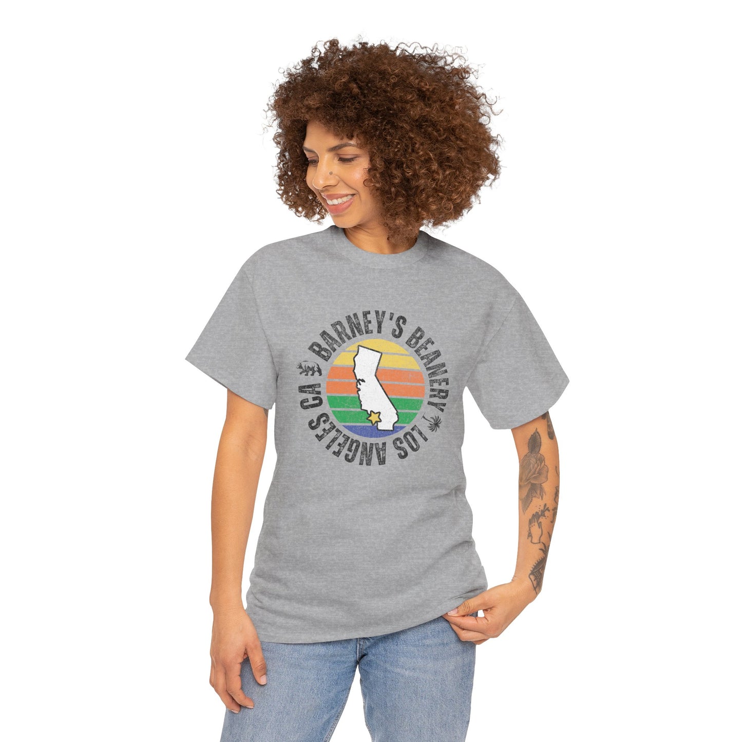 Retro Sunset T-Shirt. BARNEY'S BEANERY - Womens Retro Graphic Tee | Gildan 5000