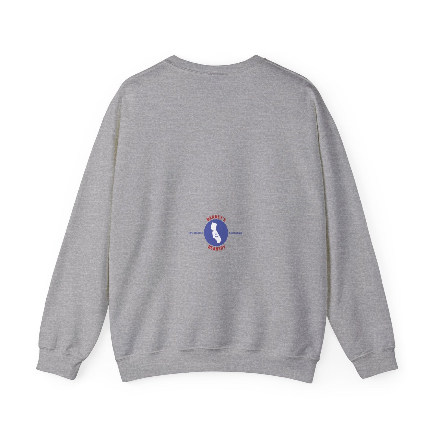 Eat More Chili. Drink More Beer. BARNEY'S BEANERY Red & Blue - Womens Retro Graphic Sweatshirt | Gildan 18000