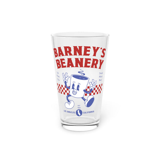 Eat More Chili. Drink More Beer. | BARNEY'S BEANERY - Red & Blue Pint Glass 16oz