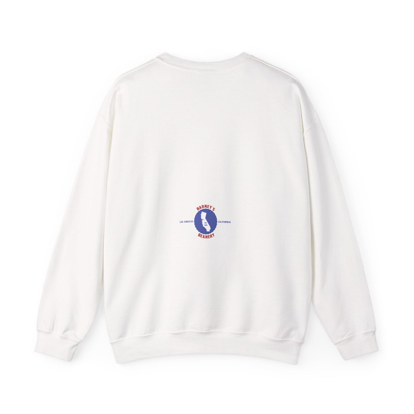 Eat More Chili. Drink More Beer. BARNEY'S BEANERY Red & Blue - Womens Retro Graphic Sweatshirt | Gildan 18000
