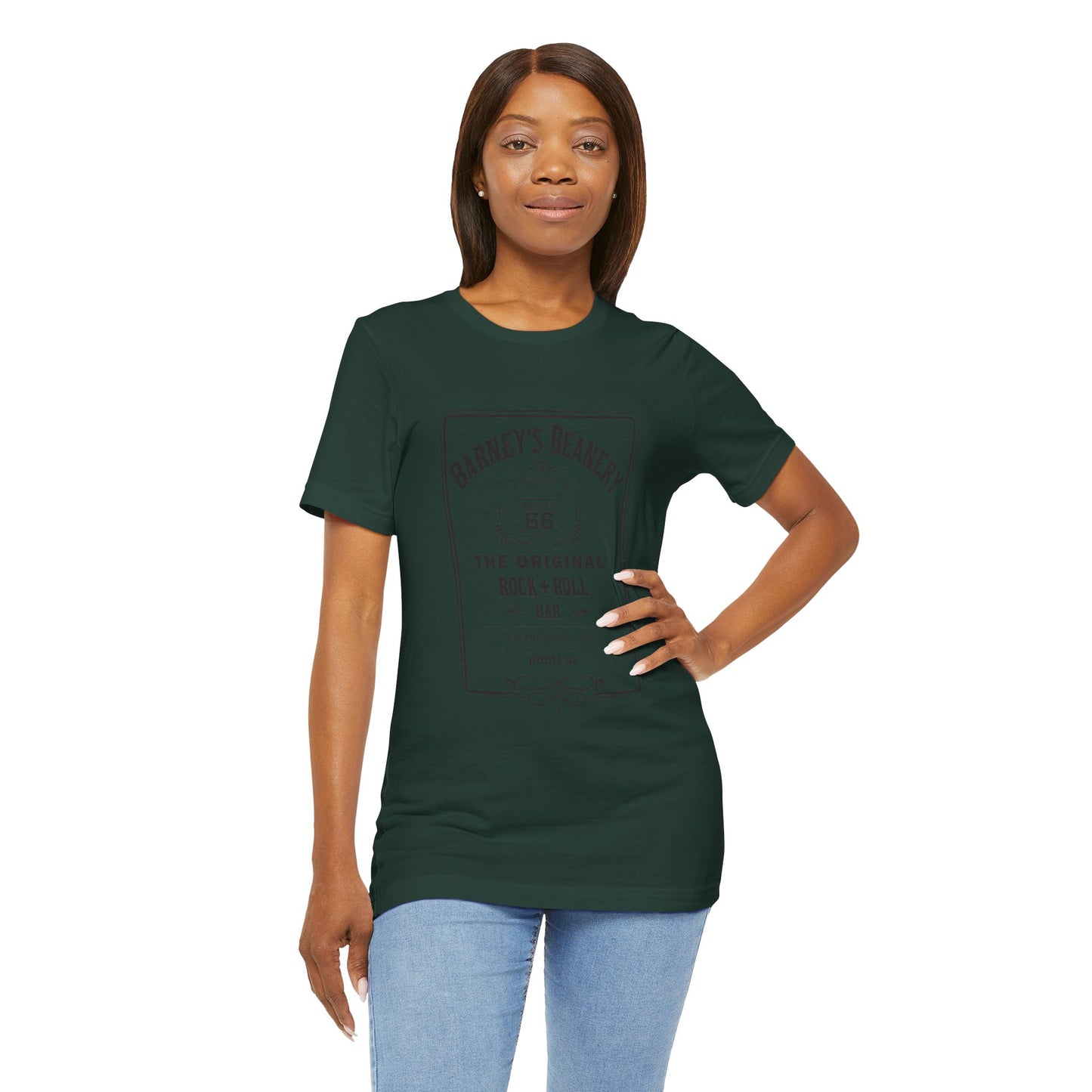 Rock N Roll Bar - BARNEY'S BEANERY - Woman's Retro Graphic Tee | Bella + Canvas 3001