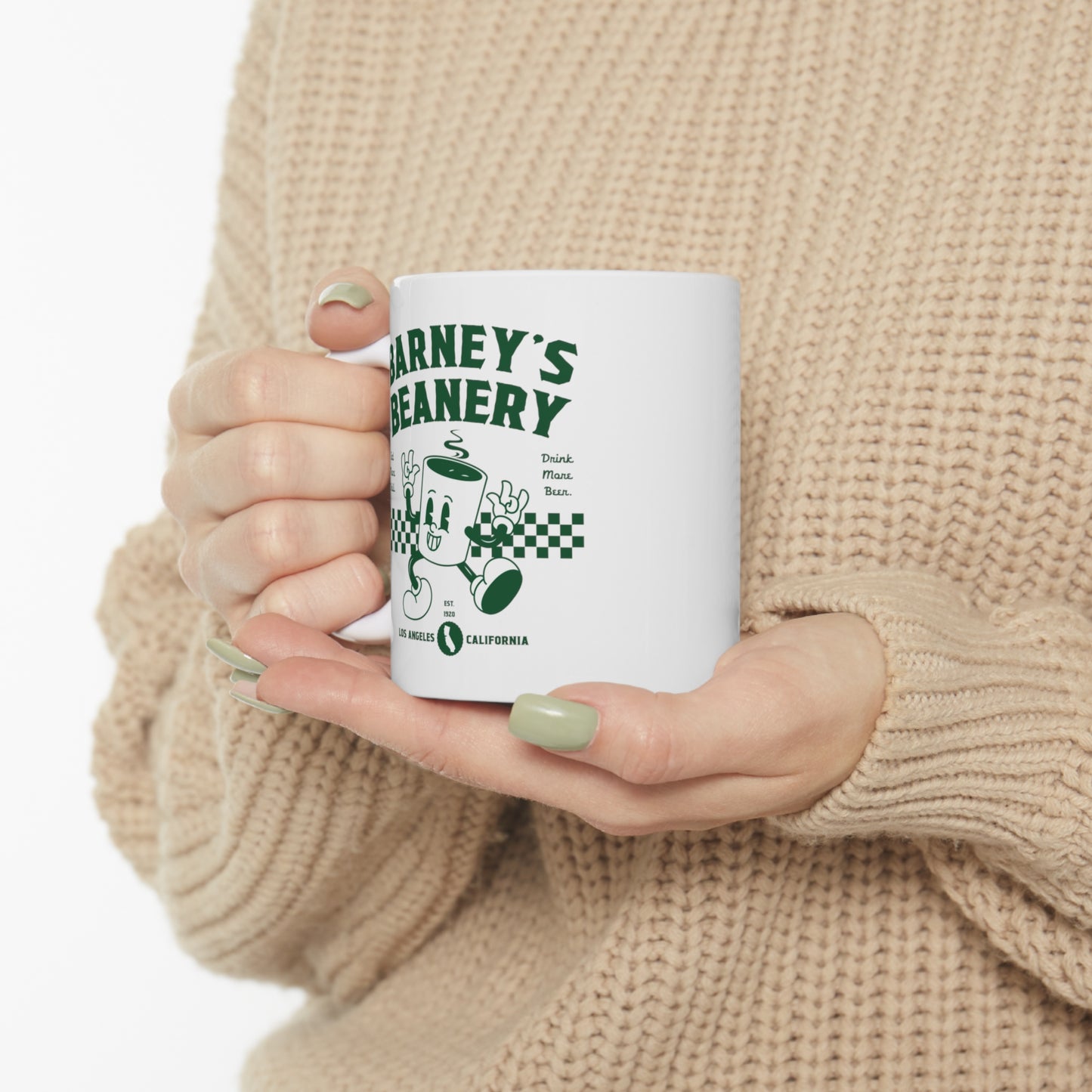 Eat More Chili. Drink More Beer. | BARNEY'S BEANERY - Green Coffee Mug 11oz