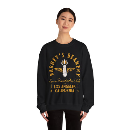 Some Bomb Ass Chili BARNEY'S BEANERY - Mens Graphic Sweatshirt | Gildan 18000 - Bomb Graphic On FRONT