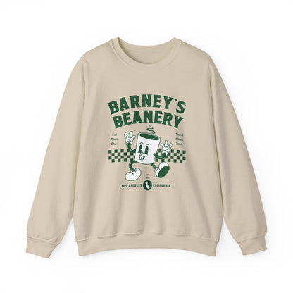 Eat More Chili. Drink More Beer. BARNEY'S BEANERY Green - Mens Retro Graphic Sweatshirt | Gildan 18000