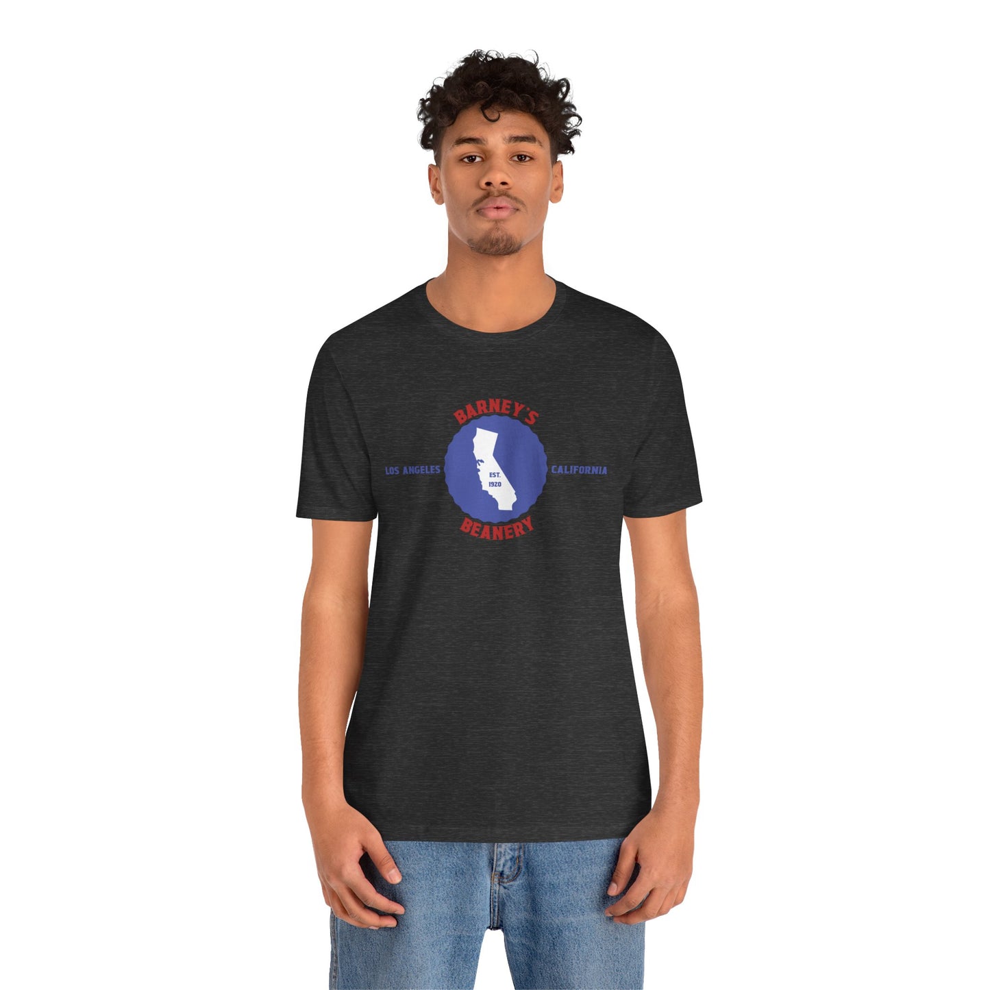 Retro Cali - BARNEY'S BEANERY Red & Blue - Mens  Graphic Tee | Bella + Canvas 3001