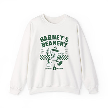 Eat More Chili. Drink More Beer. BARNEY'S BEANERY Green - Mens Retro Graphic Sweatshirt | Gildan 18000