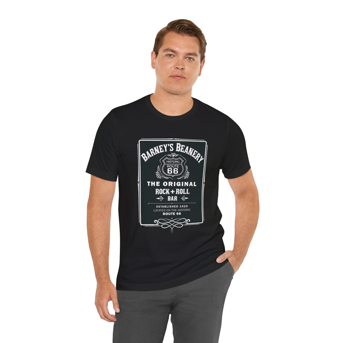 Rock N Roll Bar - BARNEY'S BEANERY - Men's Retro Graphic Tee | Bella + Canvas 3001