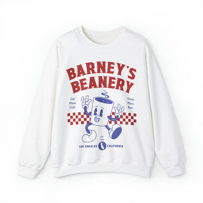 Eat More Chili. Drink More Beer. | BARNEY'S BEANERY Red & Blue - Men's Retro Graphic Sweatshirt