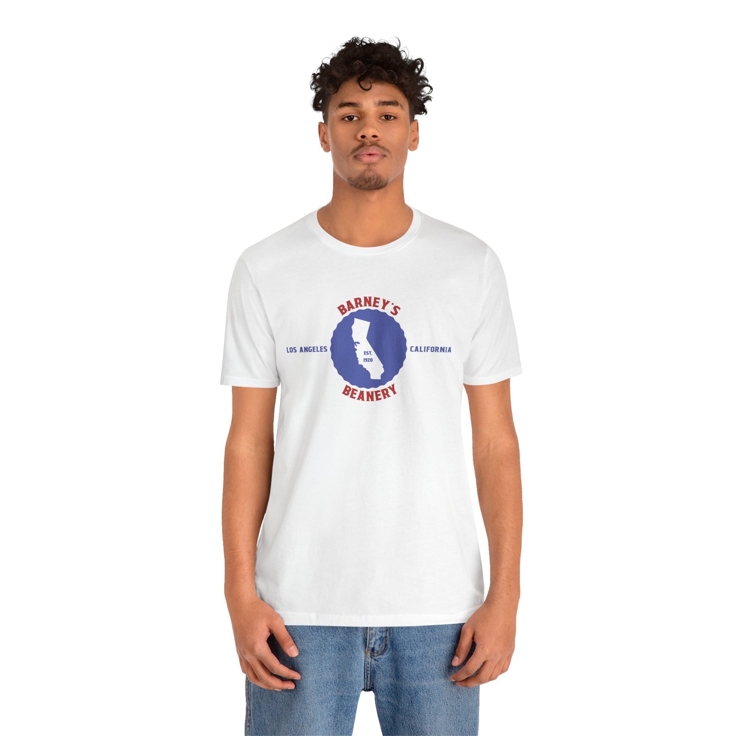 Retro Cali - BARNEY'S BEANERY Red & Blue - Mens  Graphic Tee | Bella + Canvas 3001