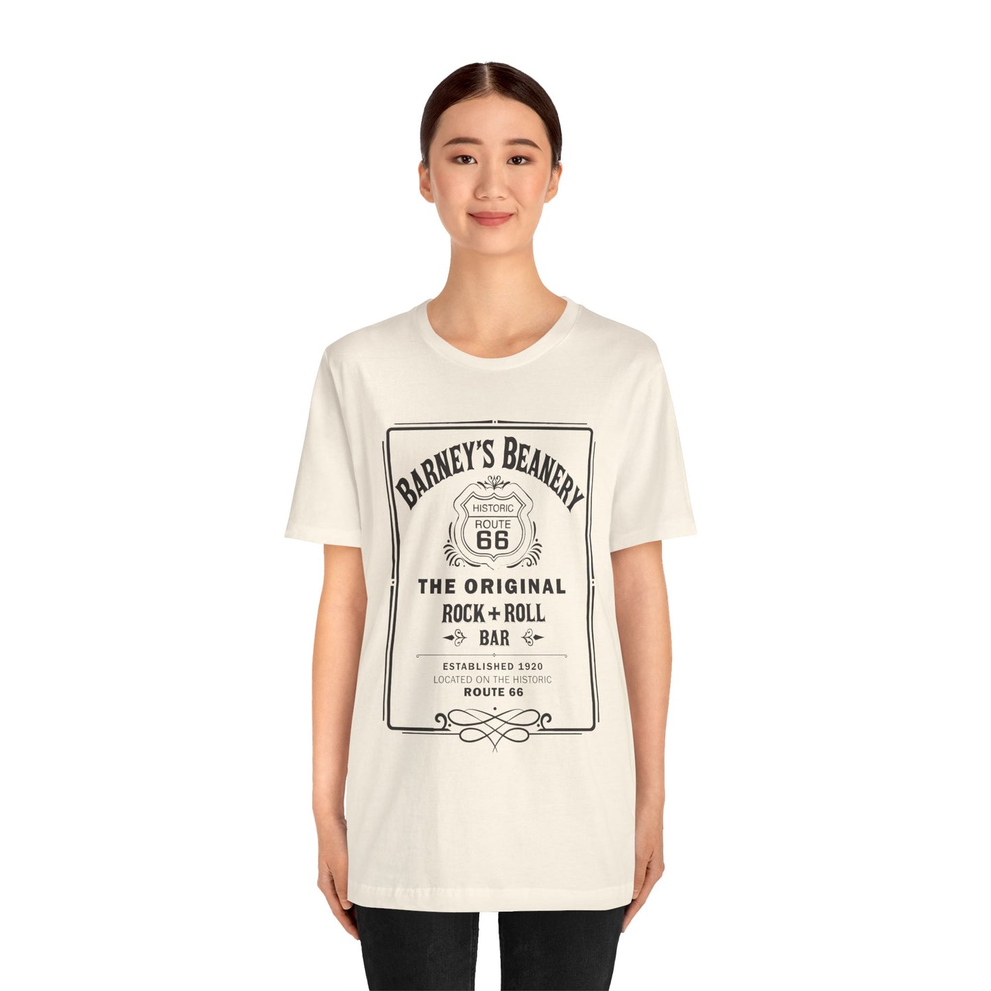 Rock N Roll Bar - BARNEY'S BEANERY - Woman's Retro Graphic Tee | Bella + Canvas 3001