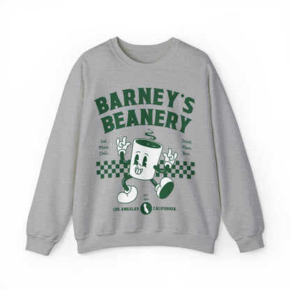 Eat More Chili. Drink More Beer. | BARNEY'S BEANERY Green - Women's Retro Graphic Sweatshirt