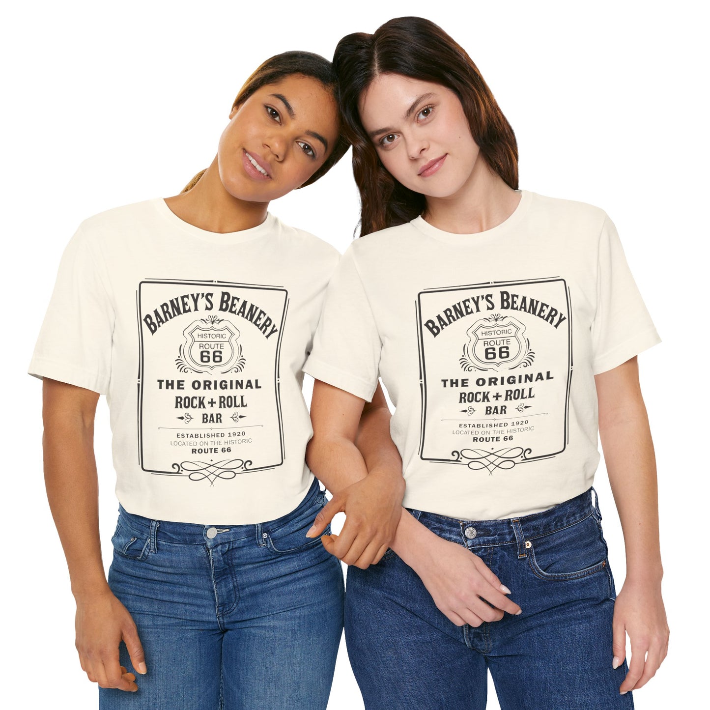 Rock N Roll Bar - BARNEY'S BEANERY - Woman's Retro Graphic Tee | Bella + Canvas 3001