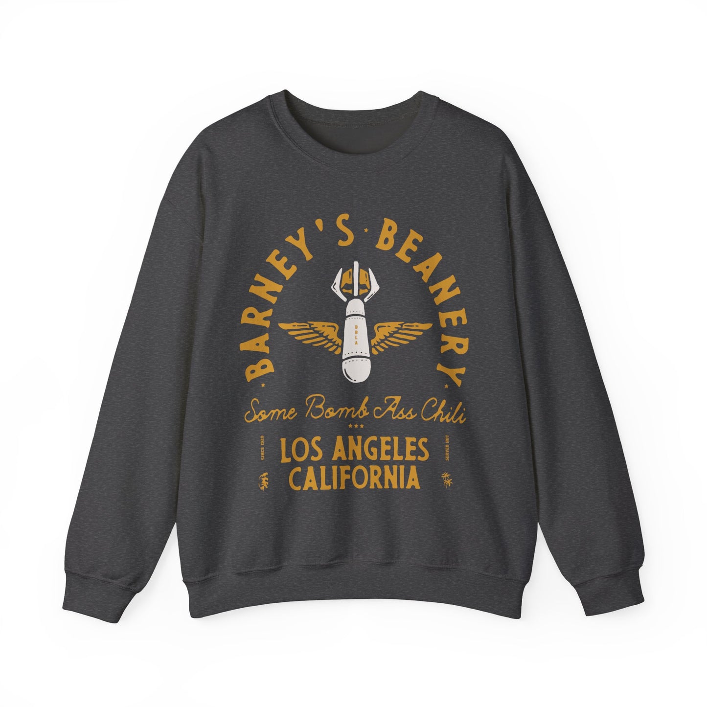 Some Bomb Ass Chili BARNEY'S BEANERY - Mens Graphic Sweatshirt | Gildan 18000 - Bomb Graphic On FRONT