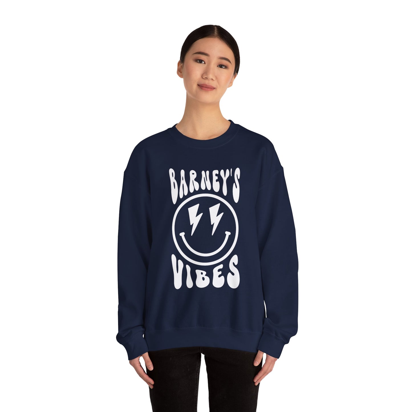 Barney's Vibes. BARNEY'S BEANERY - Womens Smiley Face Sweatshirt | Gildan 18000