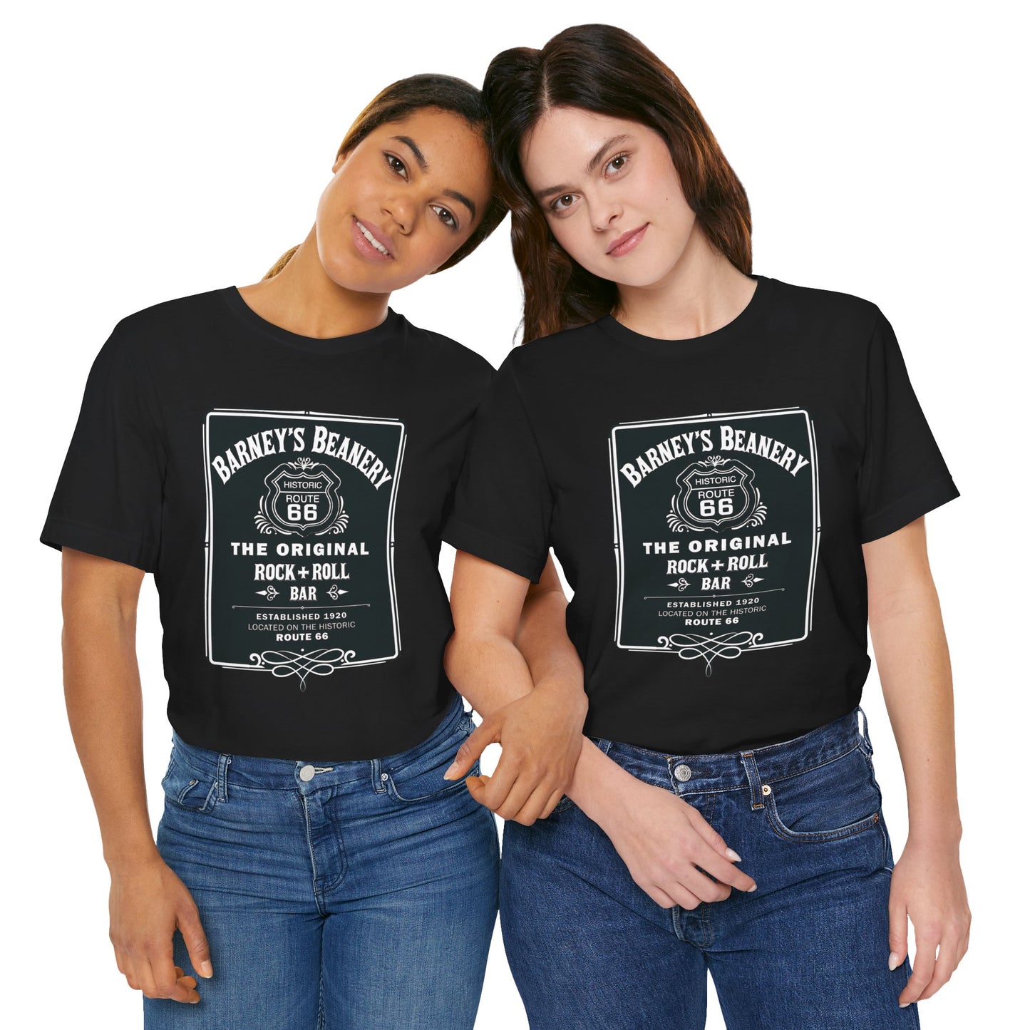 Rock N Roll Bar - BARNEY'S BEANERY - Woman's Retro Graphic Tee | Bella + Canvas 3001