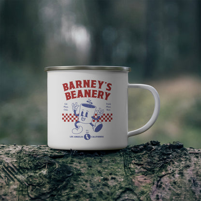 Eat More Chili. Drink More Beer. | BARNEY'S BEANERY - Red & Blue Camping Mug 12oz