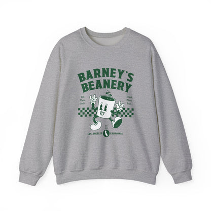 Eat More Chili. Drink More Beer. BARNEY'S BEANERY Green - Mens Retro Graphic Sweatshirt | Gildan 18000