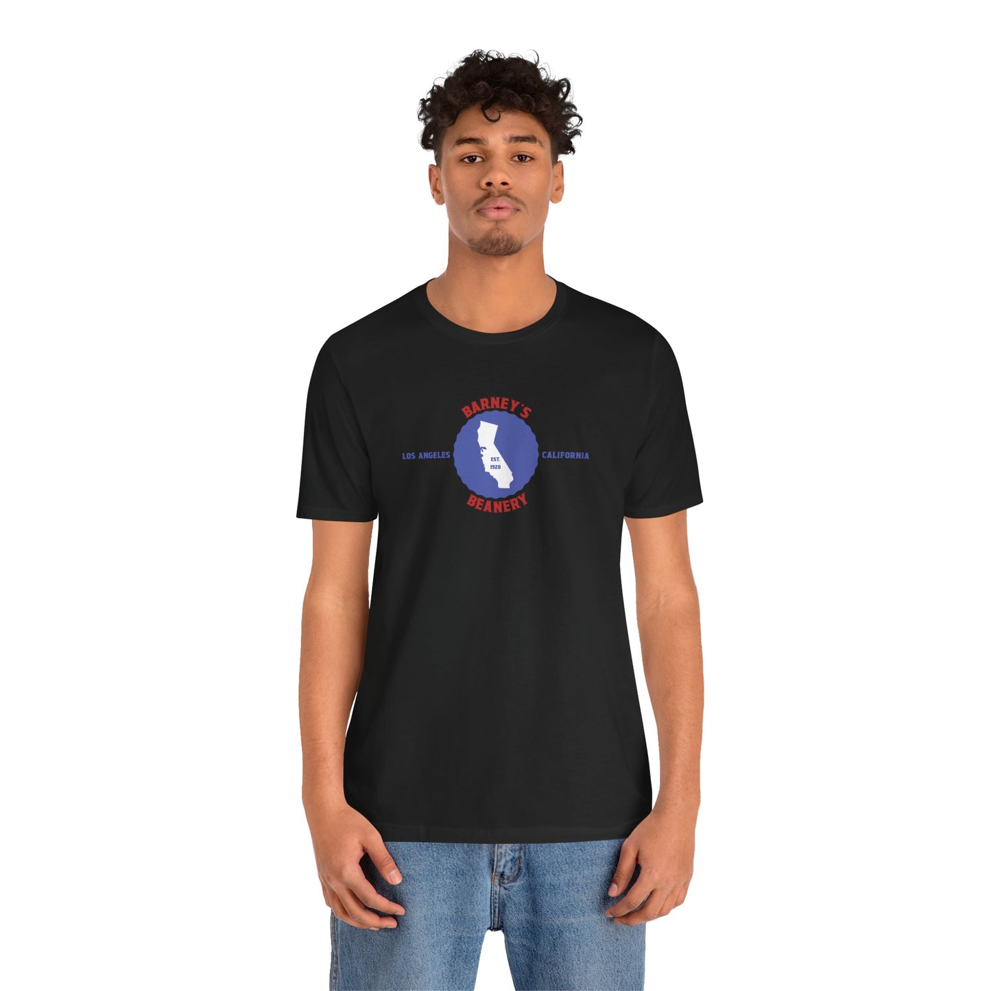 Retro Cali - BARNEY'S BEANERY Red & Blue - Mens  Graphic Tee | Bella + Canvas 3001