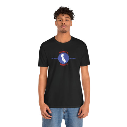Retro Cali - BARNEY'S BEANERY Red & Blue - Mens  Graphic Tee | Bella + Canvas 3001