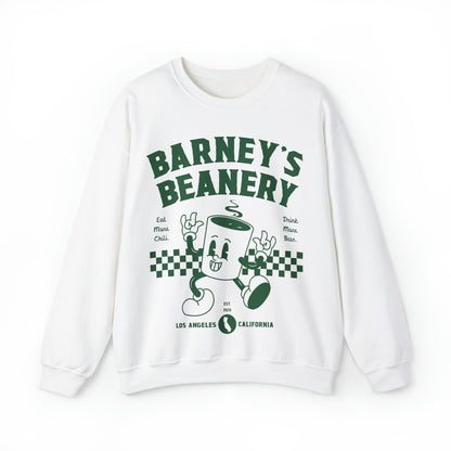 Eat More Chili. Drink More Beer. | BARNEY'S BEANERY Green - Men's Retro Graphic Sweatshirt