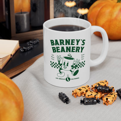 Eat More Chili. Drink More Beer. | BARNEY'S BEANERY - Green Coffee Mug 11oz