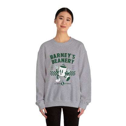 Eat More Chili. Drink More Beer. BARNEY'S BEANERY Green - Mens Retro Graphic Sweatshirt | Gildan 18000
