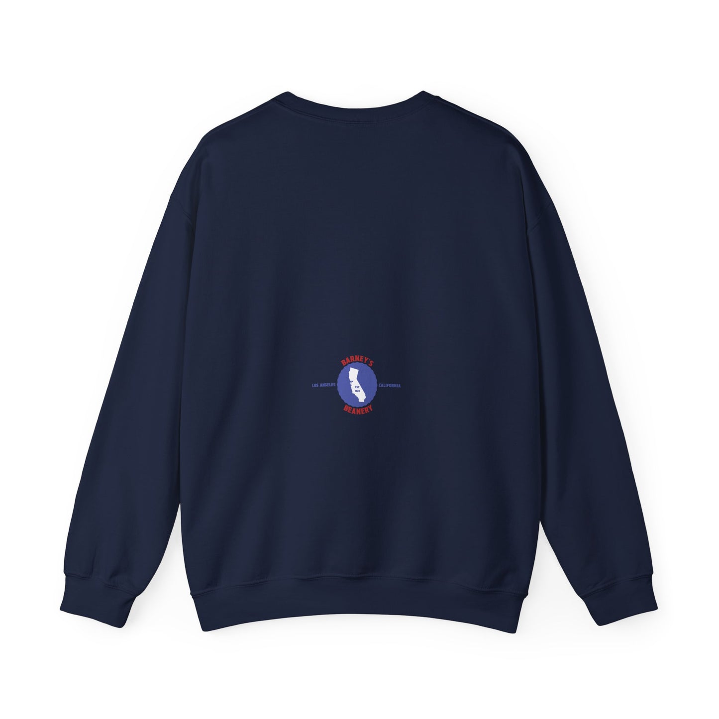 Eat More Chili. Drink More Beer. BARNEY'S BEANERY Red & Blue - Womens Retro Graphic Sweatshirt | Gildan 18000