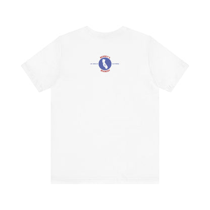 Eat More Chili. Drink More Beer. BARNEY'S BEANERY Red & Blue - Womens Retro Graphic Tee | Bella + Canvas 3001 - Retro Character On FRONT