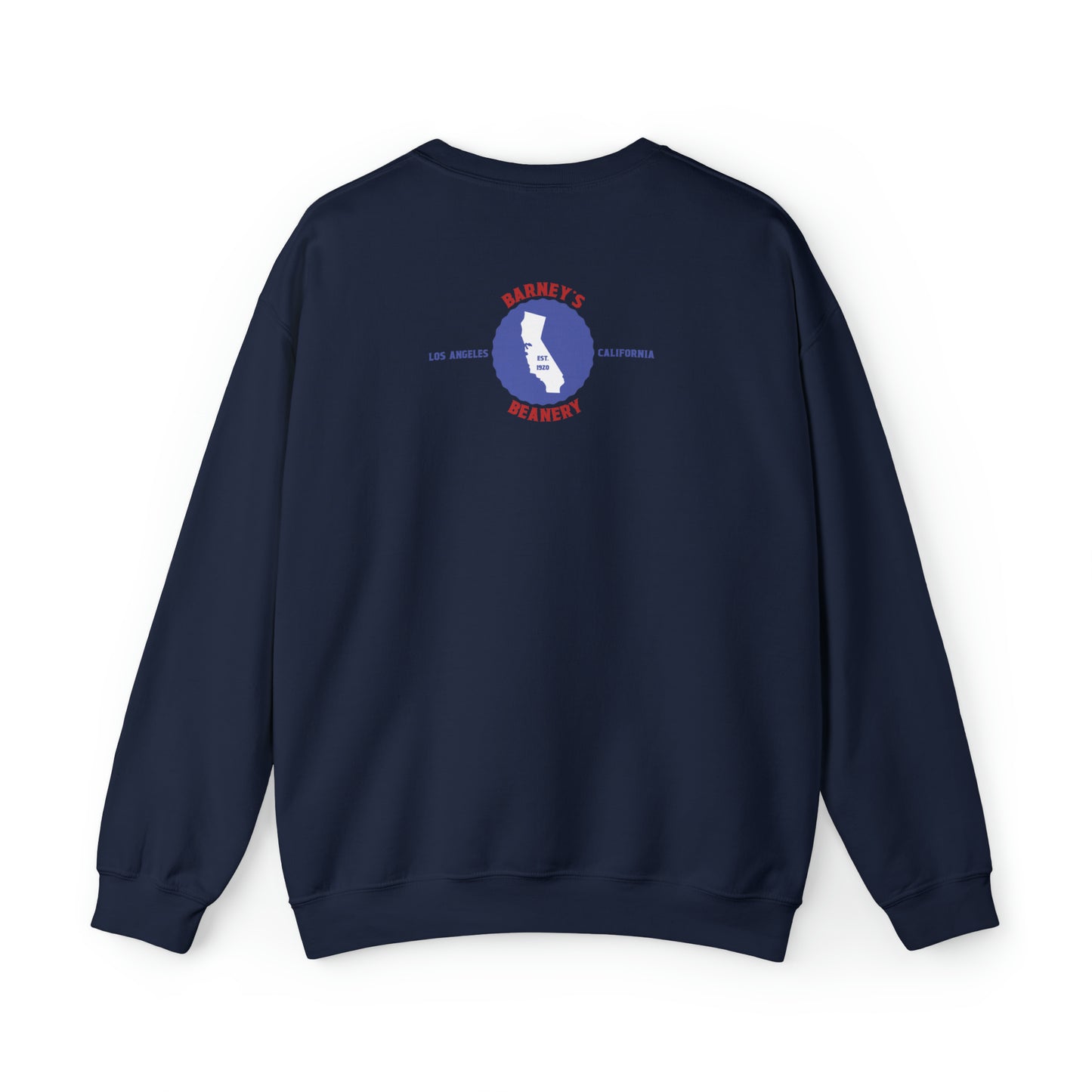 Eat More Chili. Drink More Beer. | BARNEY'S BEANERY Red & Blue - Men's Retro Graphic Sweatshirt