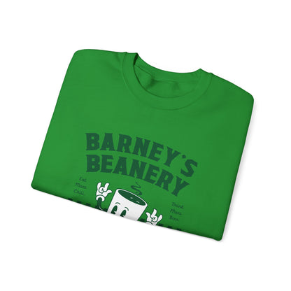 Eat More Chili. Drink More Beer. BARNEY'S BEANERY Green - Mens Retro Graphic Sweatshirt | Gildan 18000
