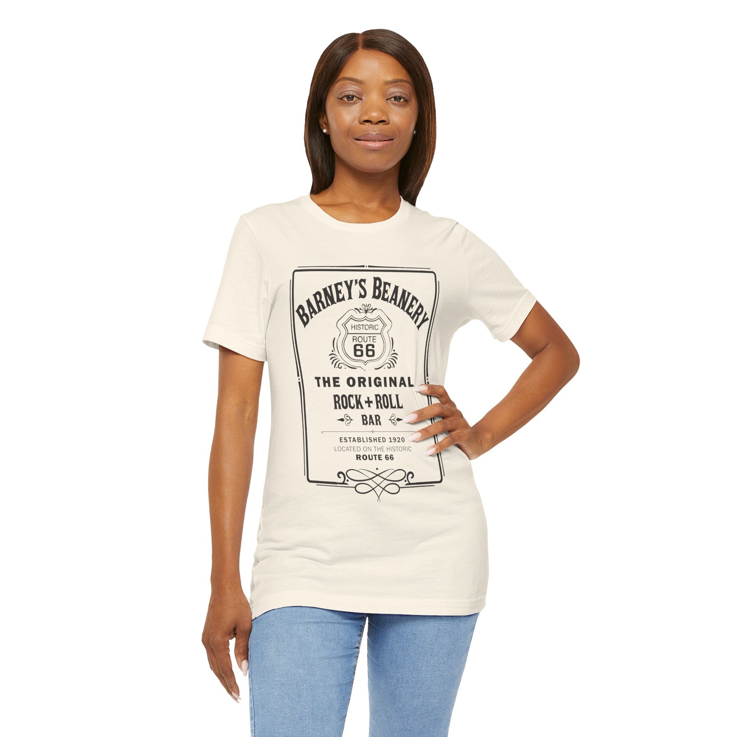 Rock N Roll Bar - BARNEY'S BEANERY - Woman's Retro Graphic Tee | Bella + Canvas 3001