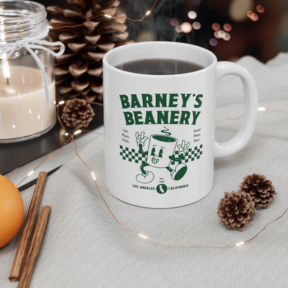 Eat More Chili. Drink More Beer. | BARNEY'S BEANERY - Green Coffee Mug 11oz