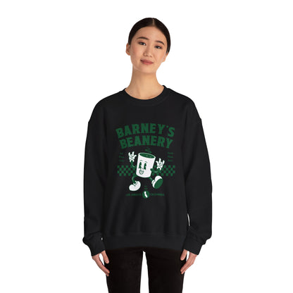Eat More Chili. Drink More Beer. BARNEY'S BEANERY Green - Mens Retro Graphic Sweatshirt | Gildan 18000