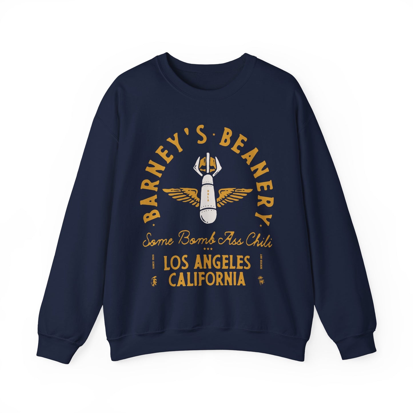 Some Bomb Ass Chili BARNEY'S BEANERY - Mens Graphic Sweatshirt | Gildan 18000 - Bomb Graphic On FRONT