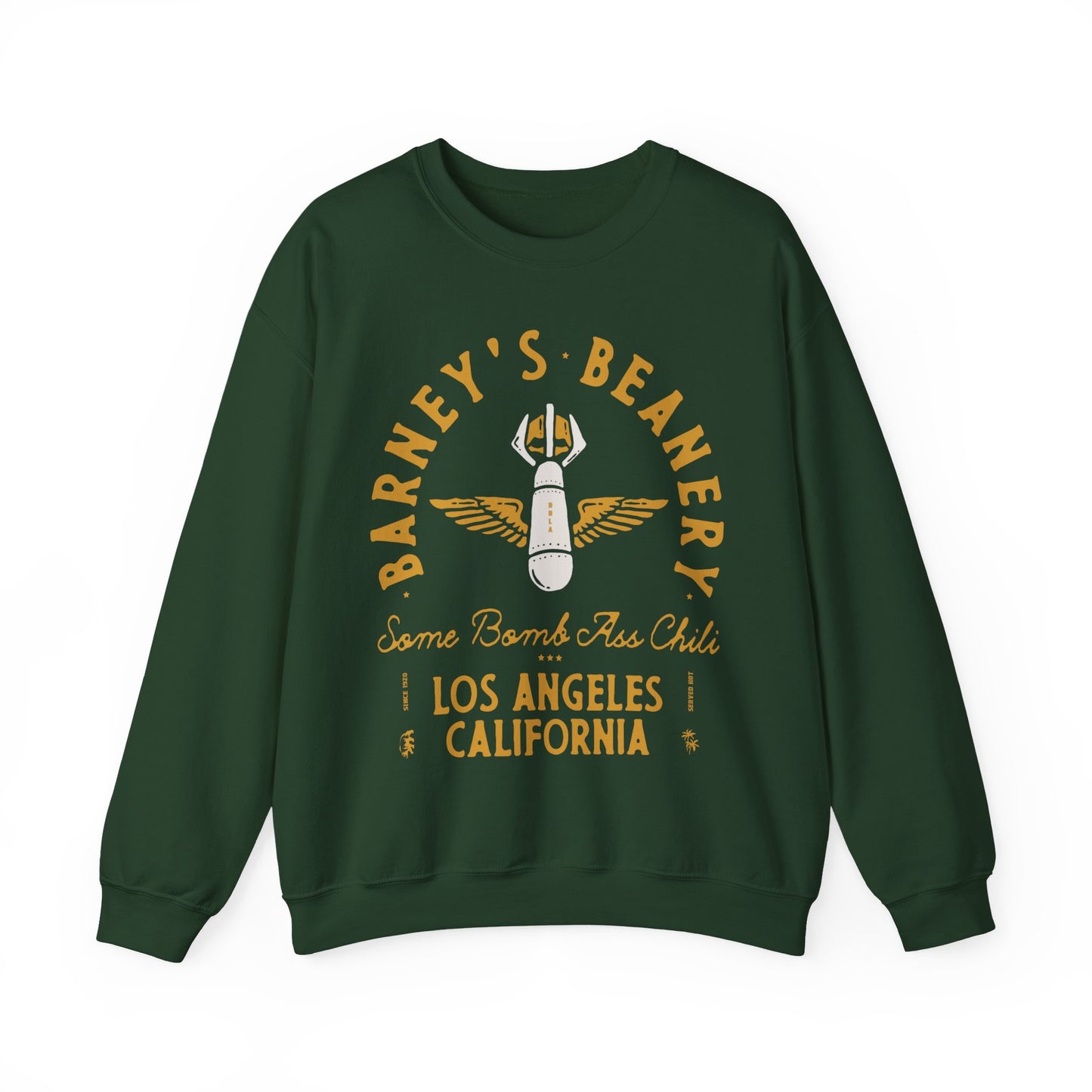 Some Bomb Ass Chili BARNEY'S BEANERY - Mens Graphic Sweatshirt | Gildan 18000 - Bomb Graphic On FRONT