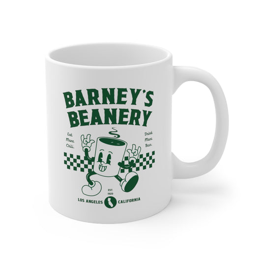Eat More Chili. Drink More Beer. | BARNEY'S BEANERY - Green Coffee Mug 11oz