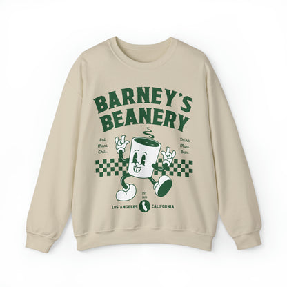 Eat More Chili. Drink More Beer. | BARNEY'S BEANERY Green - Women's Retro Graphic Sweatshirt